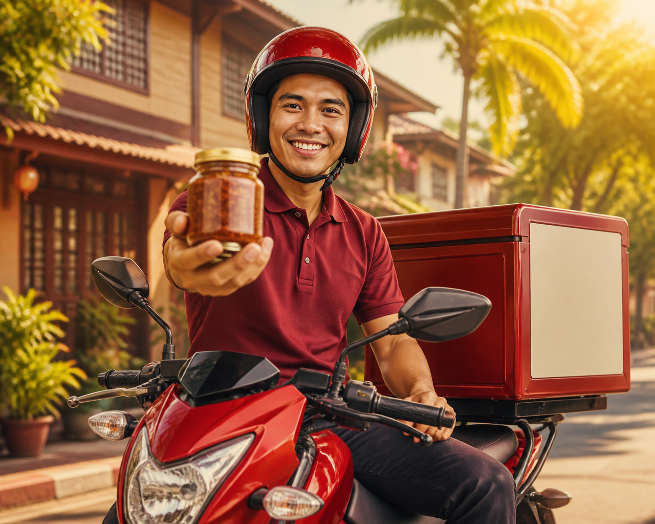 Ateng's Alamang delivery rider delivering authentic Batangas shrimp paste
